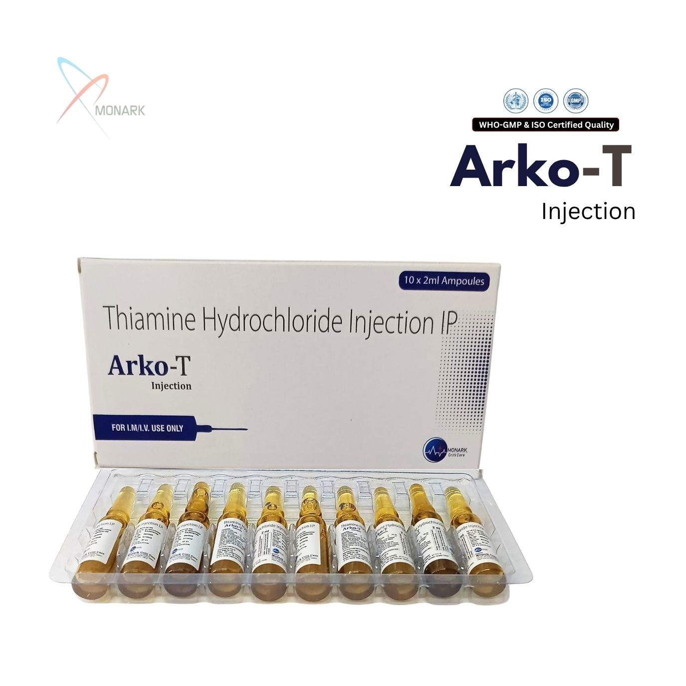 Arko-T Injection, Thiamine Hydrochloride Injection IP, manufactured by Monark Criticare