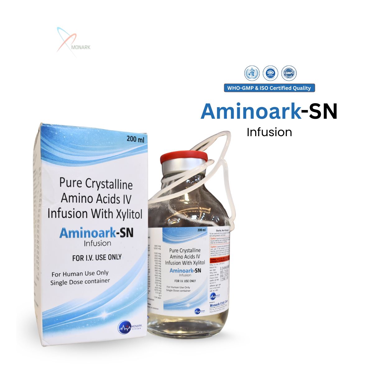 Aminoark-SN Infusion, Pure Crystalline Amino Acid IV Infusion with Xylitol, manufactured by Monark Criticare