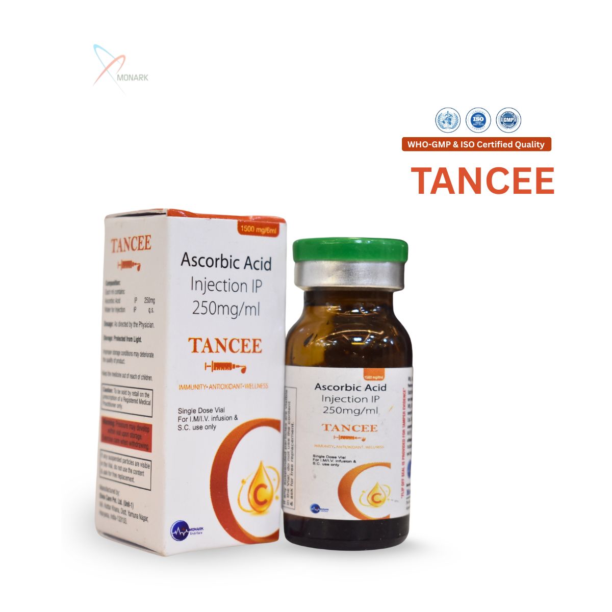 Tancee Injection, Ascorbic Acid 250mg Injection, manufactured by Monark Criticare