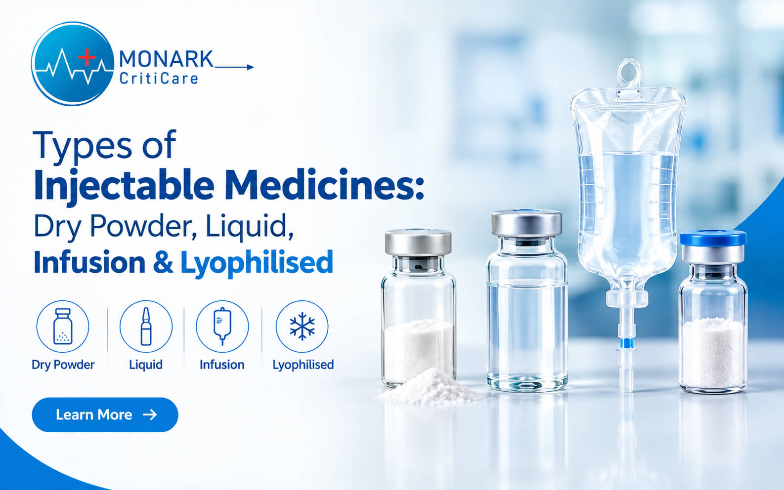 Different types of injectable medicines used in pharmaceutical manufacturing