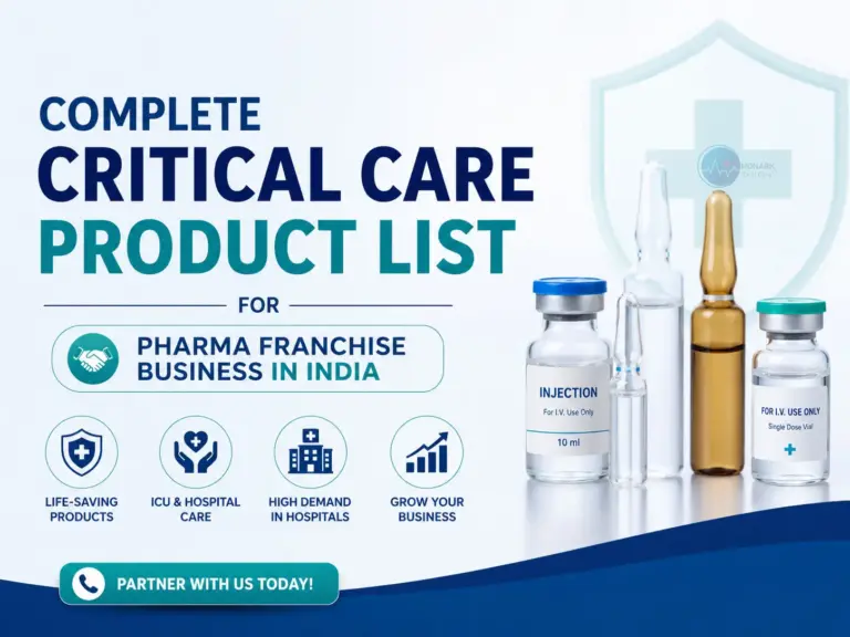 Complete Critical Care Product List for Pharma Franchise Business in India featuring ICU injectable medicines and hospital care products.