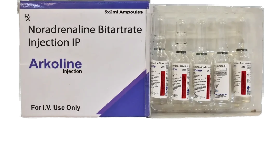 Arkoline-2, Noradrenaline Bitartrate EQ. to Noradrenaline 2mg