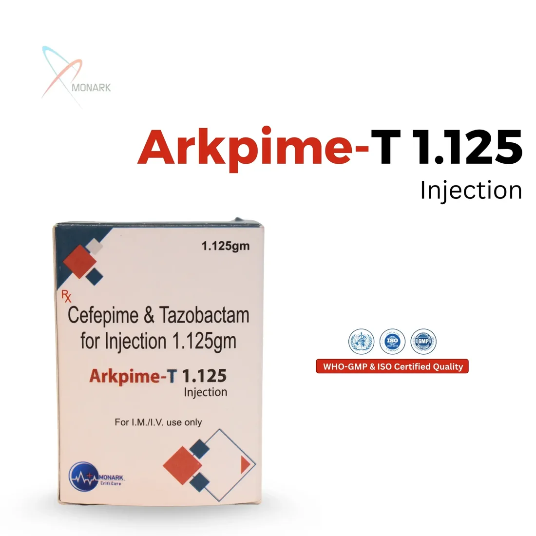 Arkpime-T 1.125, Cefepime Hydrochloride 1000mg +Tazobactum Sodium 125MG INJ