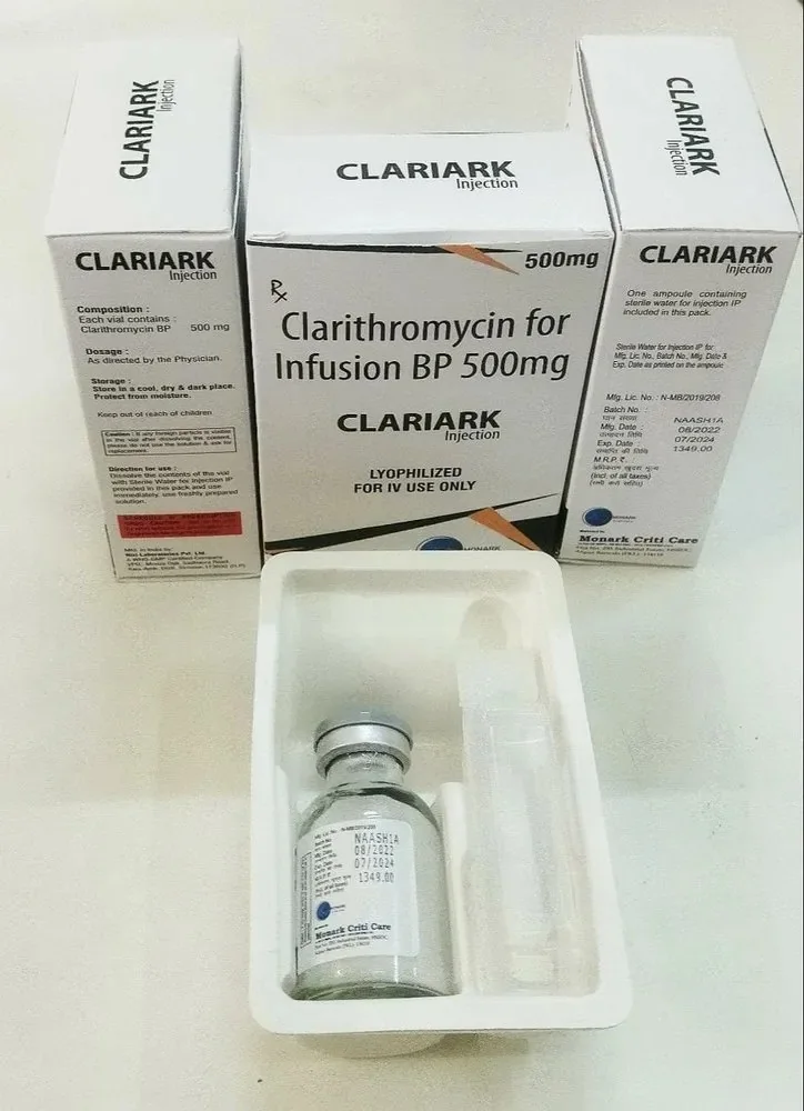 Clariark, Clarithromycin Infusion BP 500mg (with water) (UNDER DPCO), manufactured by Monark Criticare