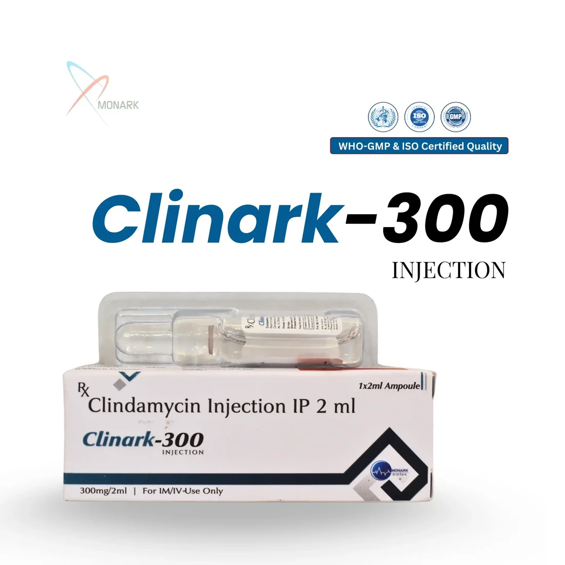Clinark-300, Clindamycin Injection IP 2 ml, manufactured by Monark Criticare