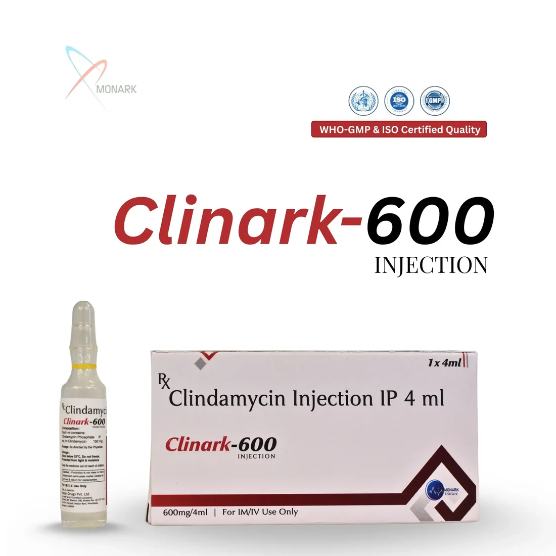 Clinark-600, Clindamycin Injection IP 4 ml, manufactured by Monark Criticare