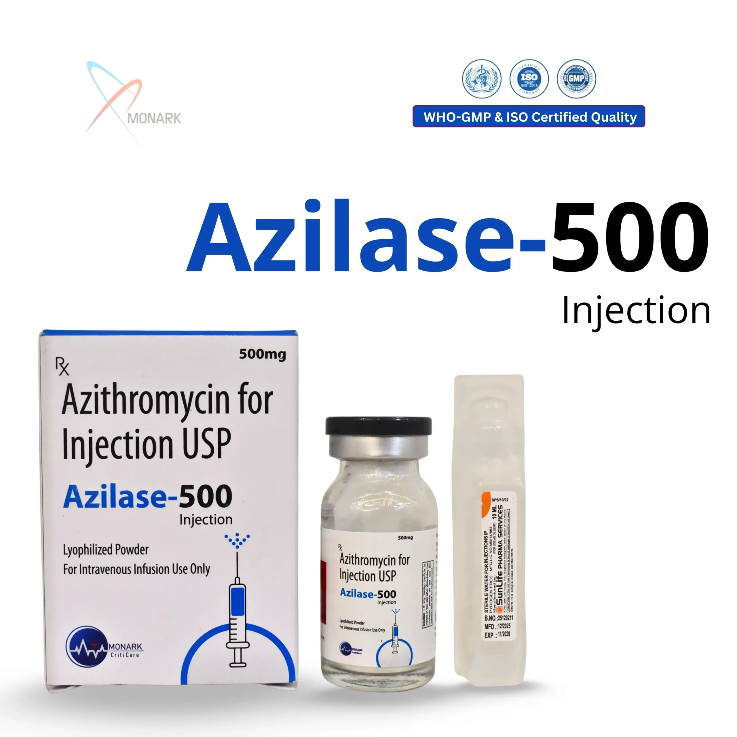 Azilase-500 azithromycin injection vial hospital use