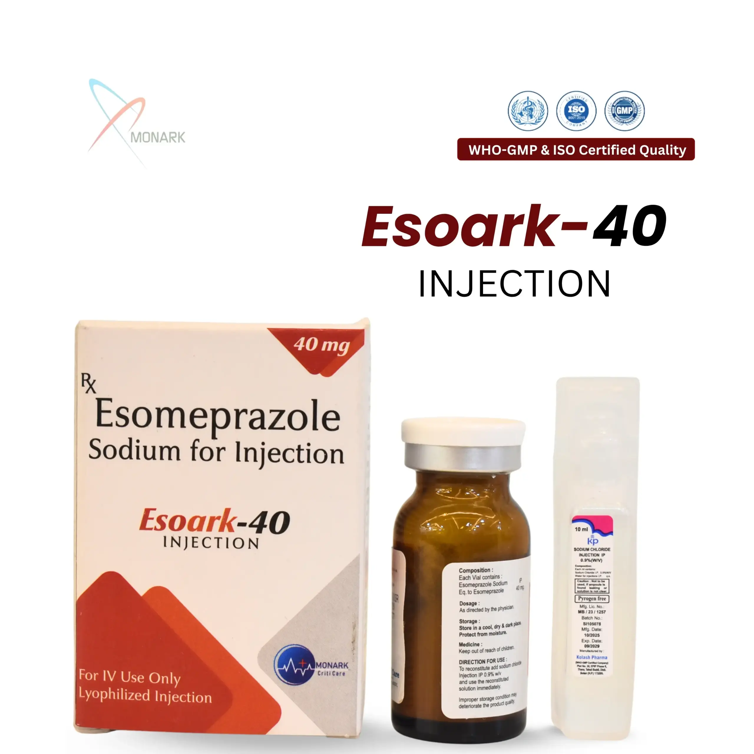 Esoark-40 40mg injection vial for acid suppression therapy