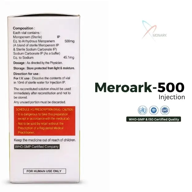 Meroark 500 mg meropenem injection vial hospital antibiotic