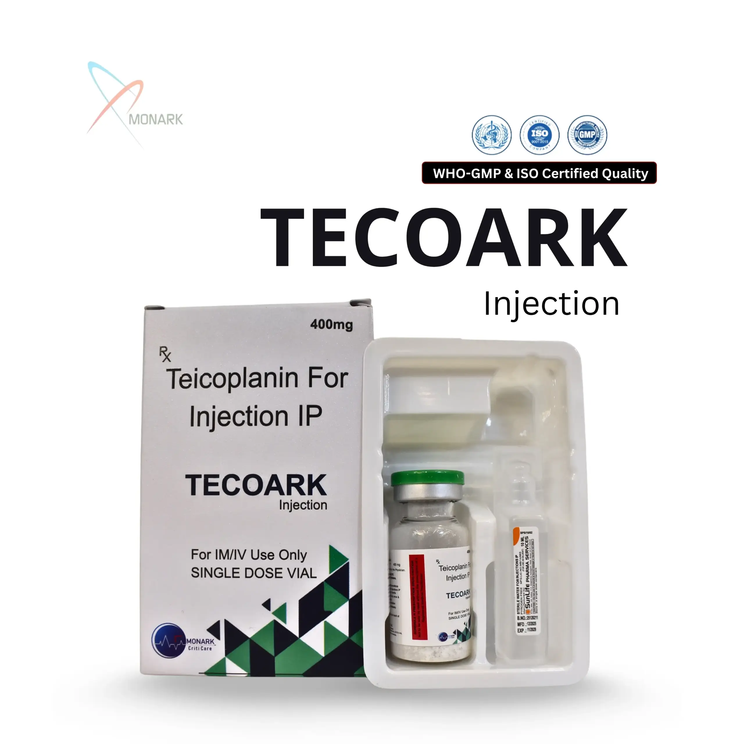 Tecoark-400 vial pack Teicoplanin 400 mg medicine