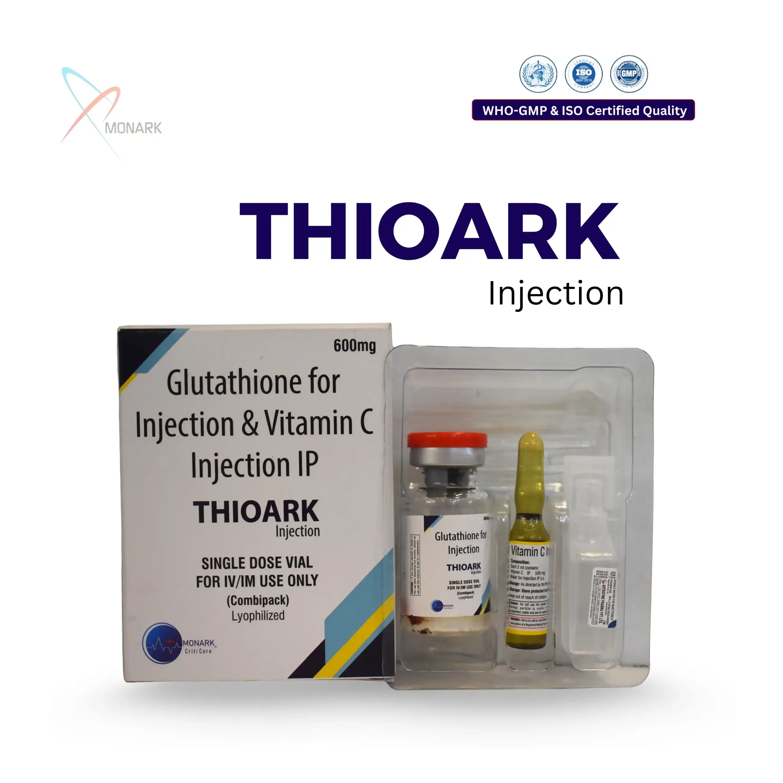 Glutathione and Vitamin C injection vial Thioark brand