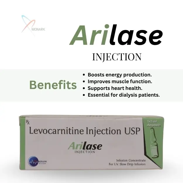 Arilase Levocarnitine Injection 1gm USP ampoule tray pack