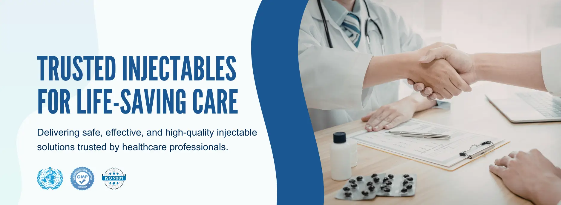 Certified pharmaceutical manufacturing facility with GMP, ISO, and GLP quality standards