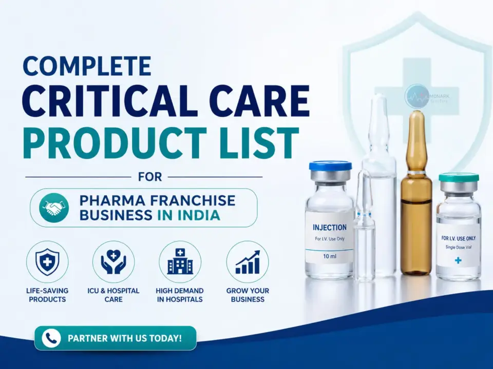 Complete Critical Care Product List for Pharma Franchise Business in India featuring ICU injectable medicines and hospital care products.